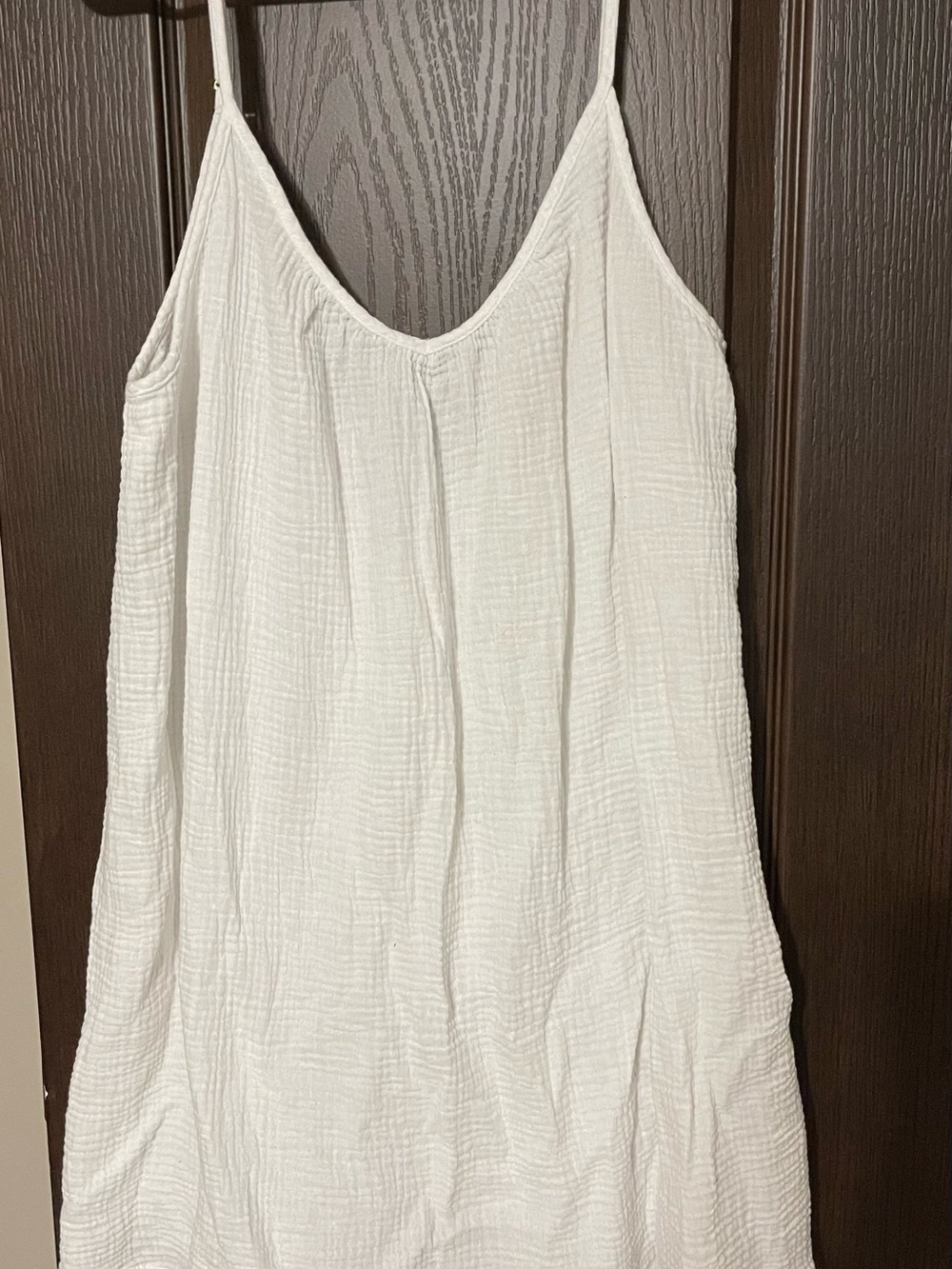 Shade & Shore Cream Gauze Spaghetti-Strap Cover-up